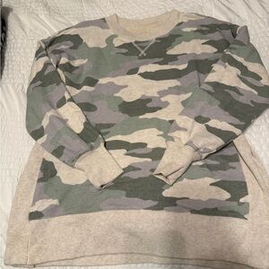 Aerie Camouflage Pullover in Green and Cream